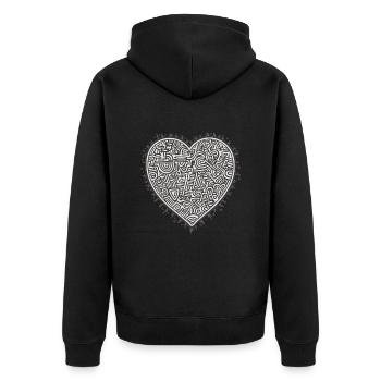 Herz Liebe - Unisex Premium Bio Zip Hoodie - Schwarz - Hinten - Nico (187cm)