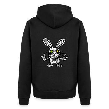 Cooler Hase - Unisex Premium Bio Zip Hoodie - Schwarz - Hinten - Nico (187cm)
