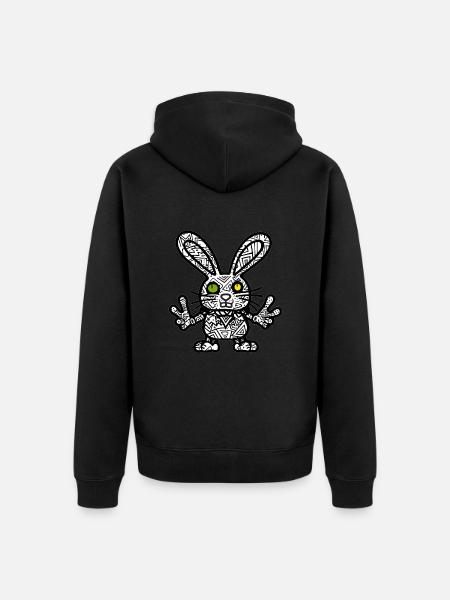 Cooler Hase - Unisex Premium Bio Zip Hoodie - Schwarz