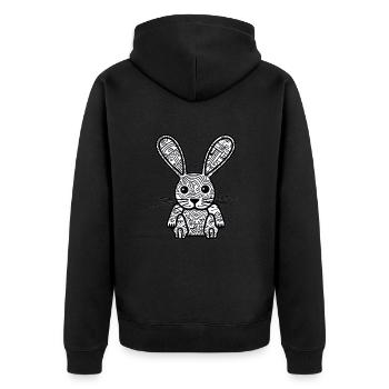 Hase - Unisex Premium Bio Zip Hoodie - Schwarz - Hinten - Nico (187cm)
