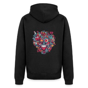 Herz Liebe - Unisex Premium Bio Zip Hoodie - Schwarz - Hinten - Nico (187cm)