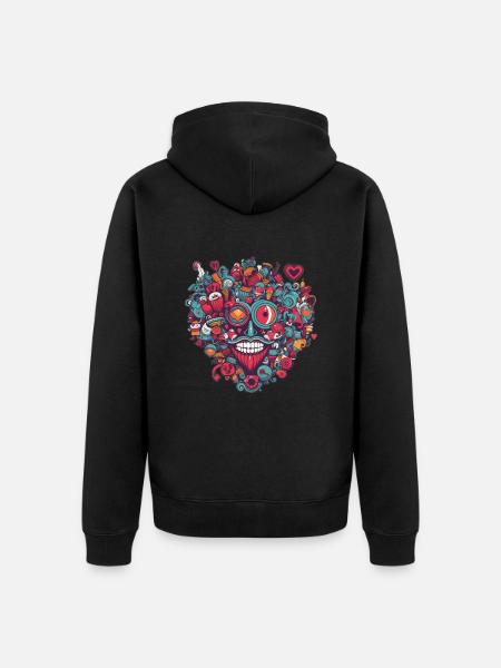 Herz Liebe - Unisex Premium Bio Zip Hoodie - Schwarz