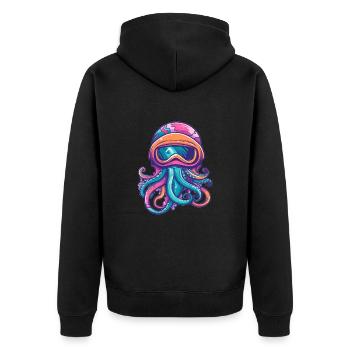 Octopus Wintersport - Unisex Premium Bio Zip Hoodie - Schwarz - Hinten - Nico (187cm)