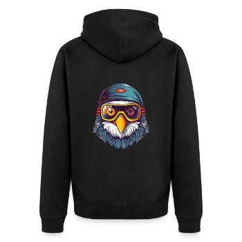 Adler Winter Schnee - Unisex Premium Bio Zip Hoodie - Schwarz - Hinten - Nico (187cm)