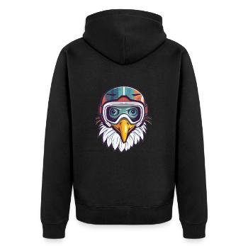 Adler Winter Schnee - Unisex Premium Bio Zip Hoodie - Schwarz - Hinten - Nico (187cm)