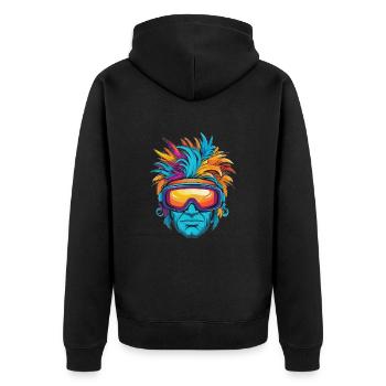 Creazy Ski Man - Unisex Premium Bio Zip Hoodie - Schwarz - Hinten - Nico (187cm)