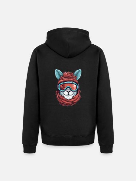 Lama Wintersport - Unisex Premium Bio Zip Hoodie - Schwarz