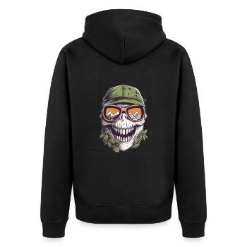 Tyrannosaurus Rex Brille - Unisex Premium Bio Zip Hoodie - Schwarz - Hinten - Nico (187cm)