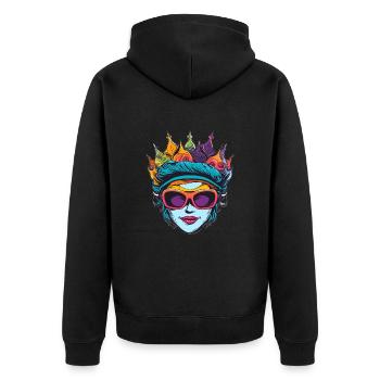 Queen Frau Sonnenbrille - Unisex Premium Bio Zip Hoodie - Schwarz - Hinten - Nico (187cm)