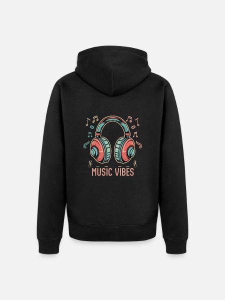 Music Vibes - Kopfhörer - Unisex Premium Bio Zip Hoodie - Schwarz