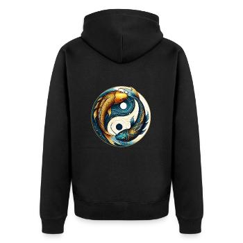 Japanese Yin Yang Symbol Koi Fish - Veste à capuche bio Premium Unisexe - noir - Dos - Nico (187cm)