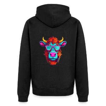 lustige Kuh - Unisex Premium Bio Zip Hoodie - Schwarz - Hinten - Nico (187cm)