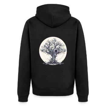 Wunder Baum Fantasie - Unisex Premium Bio Zip Hoodie - Schwarz - Hinten - Nico (187cm)