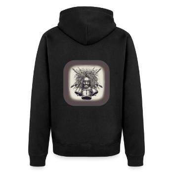 Drummer - Unisex Premium Bio Zip Hoodie - Schwarz - Hinten - Nico (187cm)