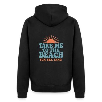 Take Me to the Beach – Retro Sommer Design - Unisex Premium Bio Zip Hoodie - Schwarz - Hinten - Nico (187cm)
