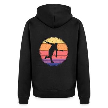 Vintage Disc Golf Player Disc Golf Disc Golf Player - Unisex Premium Organic Zip Hoodie - black - Back - Nico (187cm)