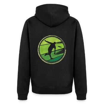 Disc Golf Spieler Friesbeesport Frisbee Discgolf - Unisex Premium Bio Zip Hoodie - Schwarz - Hinten - Nico (187cm)
