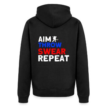 Boules Game Goals Throw Swear Repeat - Unisex Premium Organic Zip Hoodie - black - Back - Nico (187cm)
