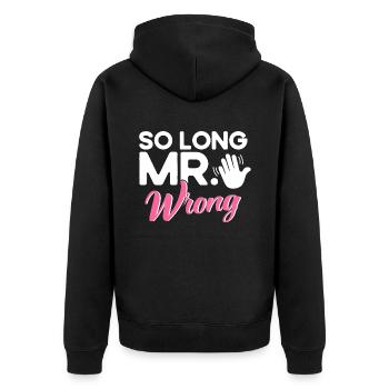 Ex Partner Scheidung Auflösung der Ehe Geschenk - Unisex Premium Bio Zip Hoodie - Schwarz - Hinten - Nico (187cm)