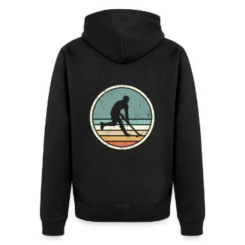 Joueur de hockey Vintage Graphique Hockey sur gazon - Veste à capuche bio Premium Unisexe - noir - Dos - Nico (187cm)