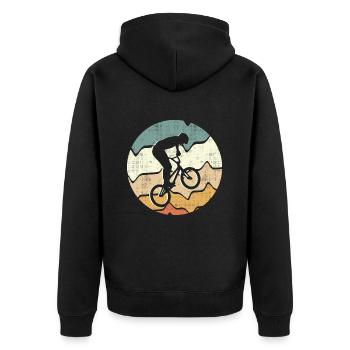 BMX Fahrrad Fahrer retro Stunt BMX - Unisex Premium Bio Zip Hoodie - Schwarz - Hinten - Nico (187cm)