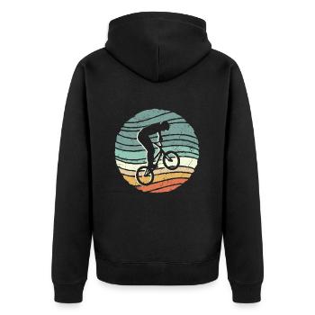 BMX Bike Rider rétro vintage Cascade BMX - Veste à capuche bio Premium Unisexe - noir - Dos - Nico (187cm)
