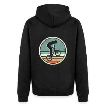 BMX Fahrrad Fahrer vintage Stunt BMX - Unisex Premium Bio Zip Hoodie - Schwarz - Hinten - Nico (187cm)