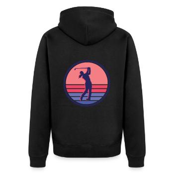 Golf Golfer Golfen Frauen Golfspieler - Unisex Premium Bio Zip Hoodie - Schwarz - Hinten - Nico (187cm)