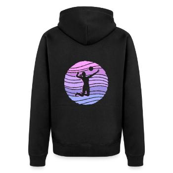 Volleyballerin Volleyballer Frauen Volleyball - Unisex Premium Bio Zip Hoodie - Schwarz - Hinten - Nico (187cm)