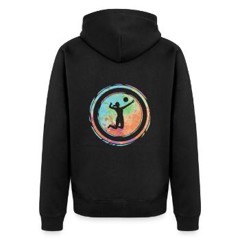 Volleyballspielerin Frauen Mädchen Volleyball - Unisex Premium Bio Zip Hoodie - Schwarz - Hinten - Nico (187cm)