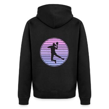 Handballspielerin Mädchen Handballerin Handball - Unisex Premium Bio Zip Hoodie - Schwarz - Hinten - Nico (187cm)