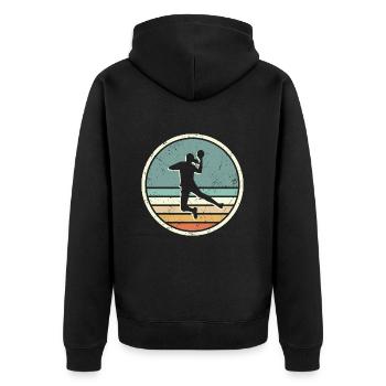 Joueur de handball Vintage Filles Handball - Veste à capuche bio Premium Unisexe - noir - Dos - Nico (187cm)
