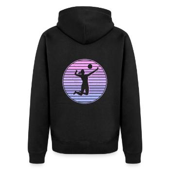 Volleyballspielerin Mädchen Frauen Volleyball - Unisex Premium Bio Zip Hoodie - Schwarz - Hinten - Nico (187cm)