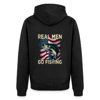 Real Men Go Fishing - Unisex Premium Bio Zip Hoodie - Schwarz - Hinten - Nico (187cm)