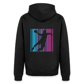 Handballspieler Retro Handball Spieler Handballer - Unisex Premium Bio Zip Hoodie - Schwarz - Hinten - Nico (187cm)