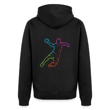 Handballer Handball Spieler bunt Handballspieler - Unisex Premium Bio Zip Hoodie - Schwarz - Hinten - Nico (187cm)