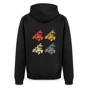 Quad Bike Retro Offroad Quad Rider ATV - Unisex Premium Organic Zip Hoodie - black - Back - Nico (187cm)