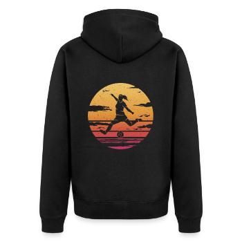 Fußballer Fußballspieler Mädchen Frauen Fußball - Unisex Premium Bio Zip Hoodie - Schwarz - Hinten - Nico (187cm)