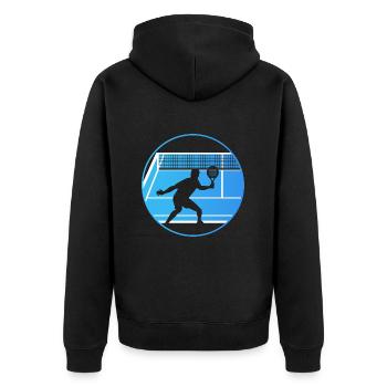 Padeltennis Padelspielfeld Padelspieler Padel - Unisex Premium Bio Zip Hoodie - Schwarz - Hinten - Nico (187cm)