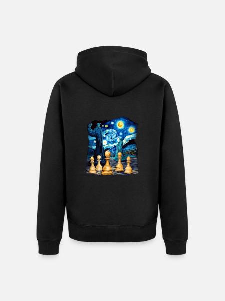 Moonlight chess - Unisex Premium Organic Zip Hoodie - black