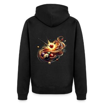 Billard heißt de Queue am Billardtisch beherrschen - Unisex Premium Bio Zip Hoodie - Schwarz - Hinten - Nico (187cm)