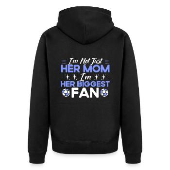 Sportfan Fußball Fußball Mama Geschenk - Unisex Premium Bio Zip Hoodie - Schwarz - Hinten - Nico (187cm)