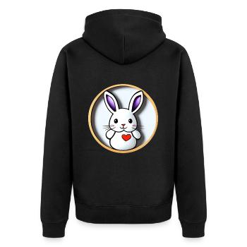 Niedlicher Hase Osterhase - Unisex Premium Bio Zip Hoodie - Schwarz - Hinten - Nico (187cm)