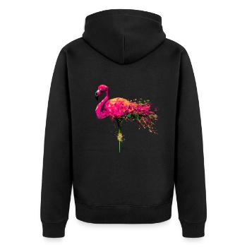Watercolor Flamingo Pink - Unisex Premium Organic Zip Hoodie - black - Back - Nico (187cm)