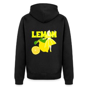 Vintage Retro Rockabilly Lemon Pinup - Unisex Premium Organic Zip Hoodie - black - Back - Nico (187cm)