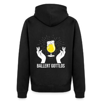 Ballert Gottlos Bier Saufen Biere Biergarten - Unisex Premium Bio Zip Hoodie - Schwarz - Hinten - Nico (187cm)