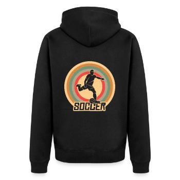 Fußballer Vintage Fußball Spieler Fußballspieler - Unisex Premium Bio Zip Hoodie - Schwarz - Hinten - Nico (187cm)