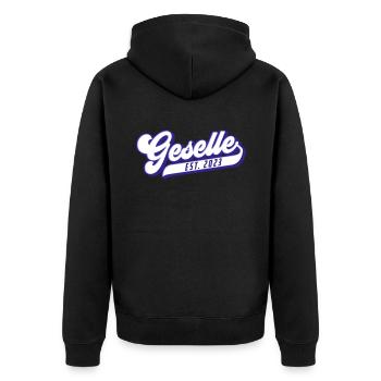 Stolzer Geselle - seit 2023 | Farben änderbar - Unisex Premium Bio Zip Hoodie - Schwarz - Hinten - Nico (187cm)
