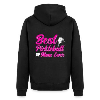 Pickleball Pickleball spielen Paddleball Geschenk - Unisex Premium Bio Zip Hoodie - Schwarz - Hinten - Nico (187cm)