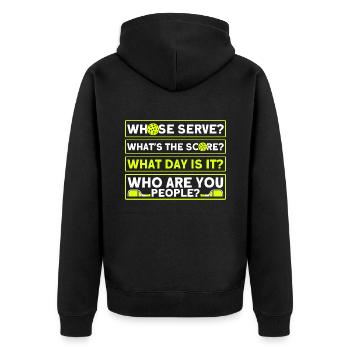 Paddleball Pickleball-Spieler Pickleball Geschenk - Unisex Premium Bio Zip Hoodie - Schwarz - Hinten - Nico (187cm)